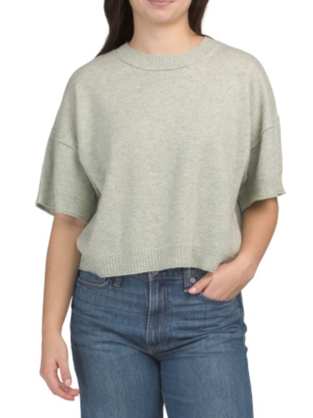 🔥WILT Cashmere Crew Neck Short Sleeve Dropped Shoulder Sweater